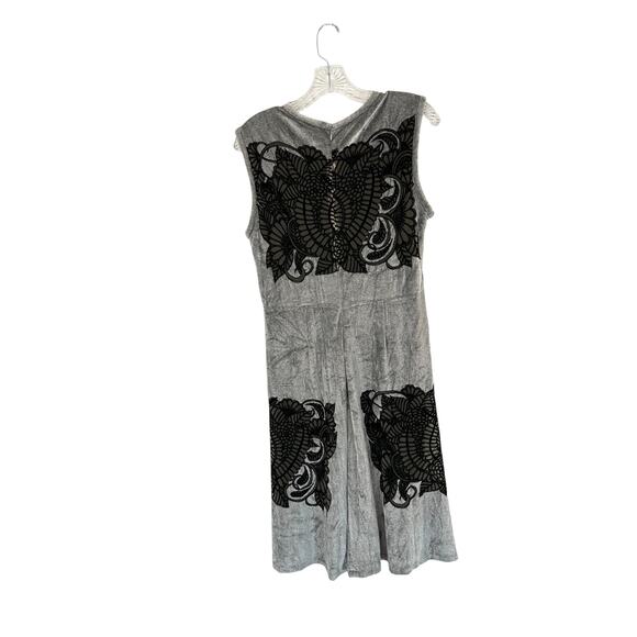 Yigal Azroul Gray Black Dressy Emo Goth Vamp Velvet Sleeveless Dress Size 10 - Picture 10 of 13